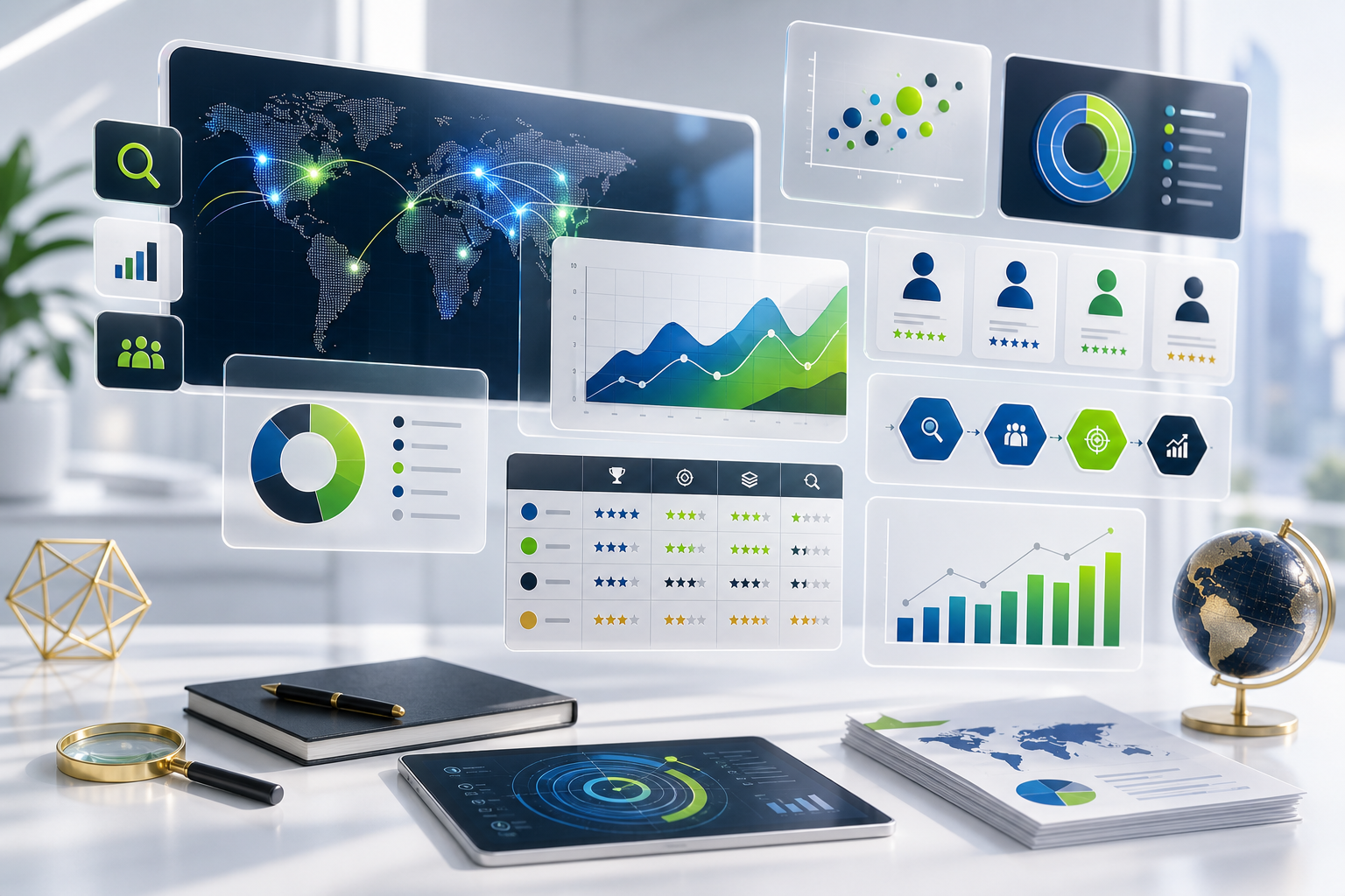 Business research and marketing intelligence visual
